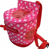 pink dots round pet backpack carrier